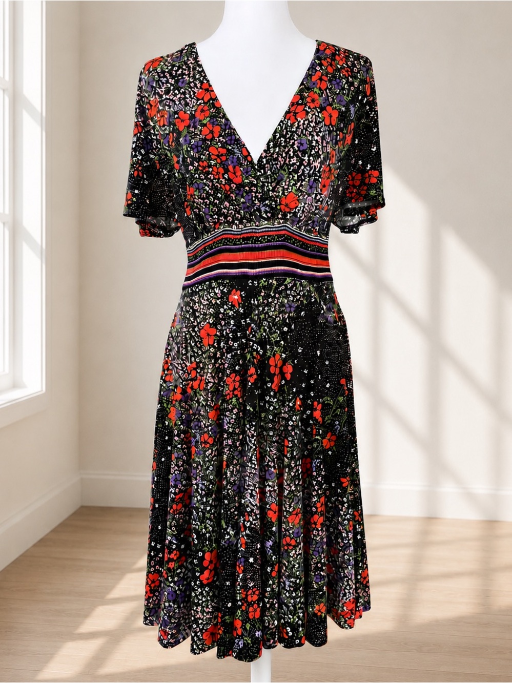 Anthropologie Girls From Savoy Esmeralda Floral Smocked Waist Midi Dress